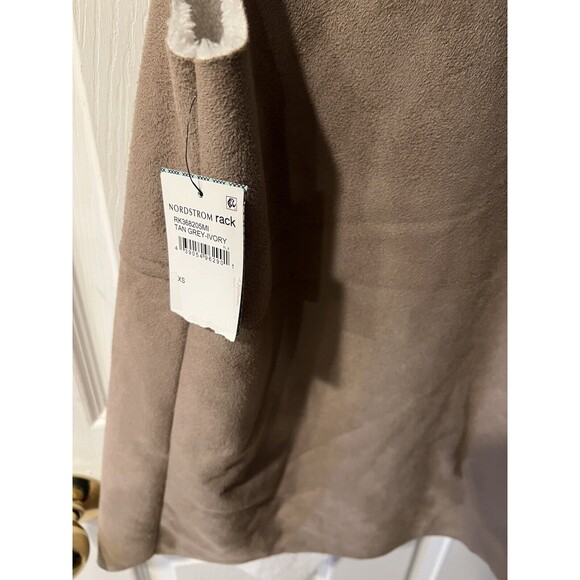Susina Vest Womens XS  Faux Shearling Suede Open Drape Front gorp Rustic New - Picture 6 of 9